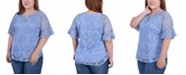 NY Collection Plus Size Short Bell Sleeve Lace Blouse